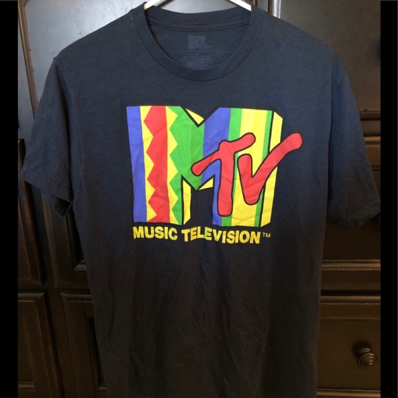 Navy Medium MTV Music Television shirt 📺 80s - Picture 2 of 3
